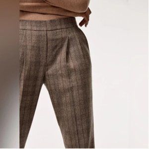 Aritzia Babaton Cohen Cropped, Wool-Cashmere Blend Pleated Dress Pant - Brown
